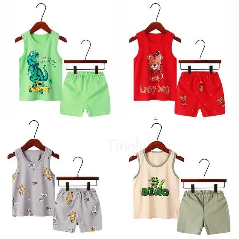 Clothing Sets Boys and girls summer sleeveless cotton vest pajama set girls pajamas summer pajamas girls childrens pajamas 1-9 years old WX