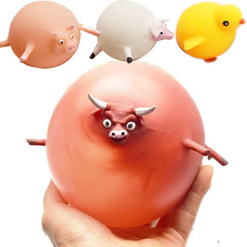 10PCS Decompression Toy Inflatable and Decompressive Childrens Toys Cute Animals Soft Squeezable TPR Material Can Blow Small Animal Rubber Balloons