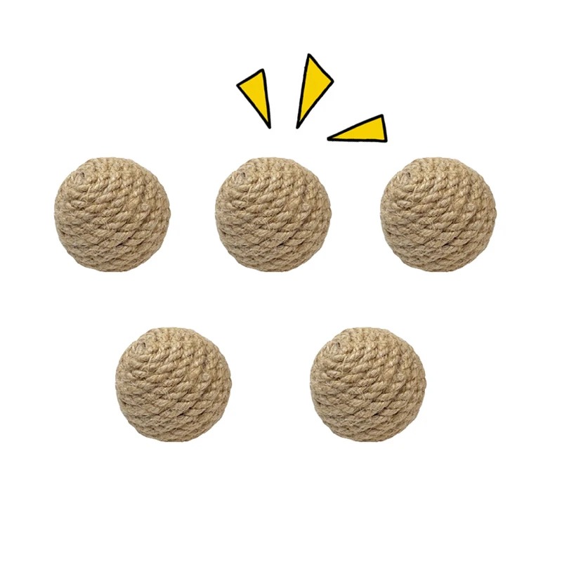 10PCS Cats Sounding Ball Interactive Handmade Sisal Cat Scratching Ball Make Sounds Cat Toy Home Kitten Ball Toys
