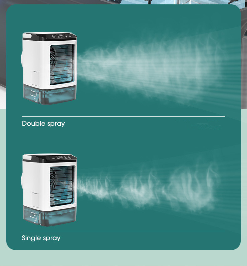 Mini Air Conditioner Desktop Air Cooler Water Cooling Dual Spray Ultrasonic Atomization Portable Humidification Fan Small Queit Air Cooling Fan For Ho