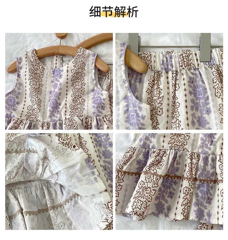 Clothing Sets Girls set floral print vest top mosquito net pants two pieces summer baby clothing set casual clothing top and pants WX