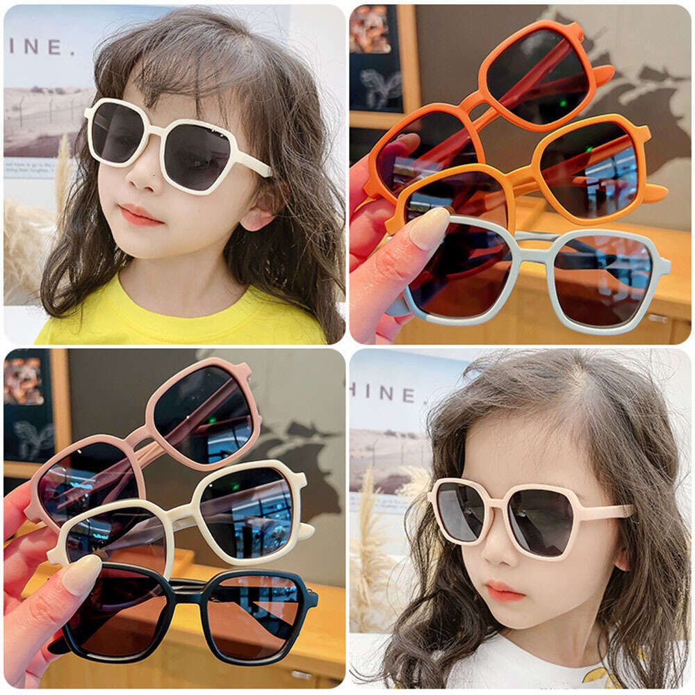 New Kids Fashion UV Sunglasses Square Polarized Sun Silicone Flexible Children Glasses Vintage Boys Girls Shades Eyewear