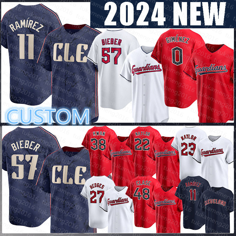 Jose Ramirez Shane Bieber Baseball Jerseys Cleveland Andres Gimenez Steven Kwan Indians Josh Naylor Bo Naylor Austin Hedges Emmanuel Clase Will Brennan