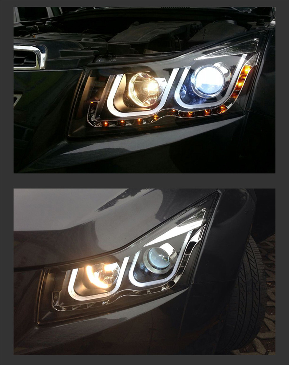 Headlight For Cruze 20 08-20 15 LED Head Lamp DRL Turn Signal Angel Eyes Daytime Light LED Projector Bifocal Lens