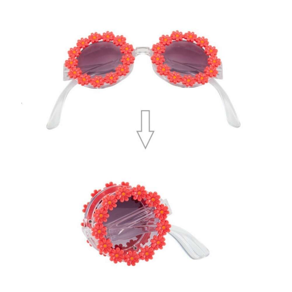 2024 Summer New Children's Folding Daisy Sunglasses Kids Lovely Childlike Fun Sun Glasses Sweet Travel Vacation Girls Eyewear