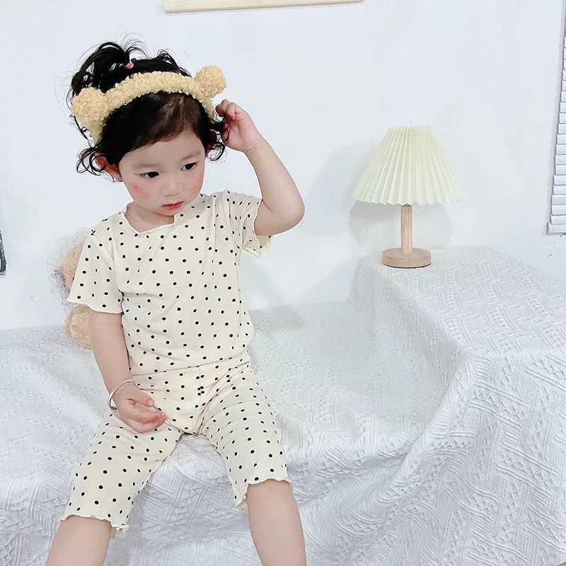 Clothing Sets 3M-4T baby girl short sleeved air-conditioned clothing two-piece pajamas baby girl summer pajamas home set WX