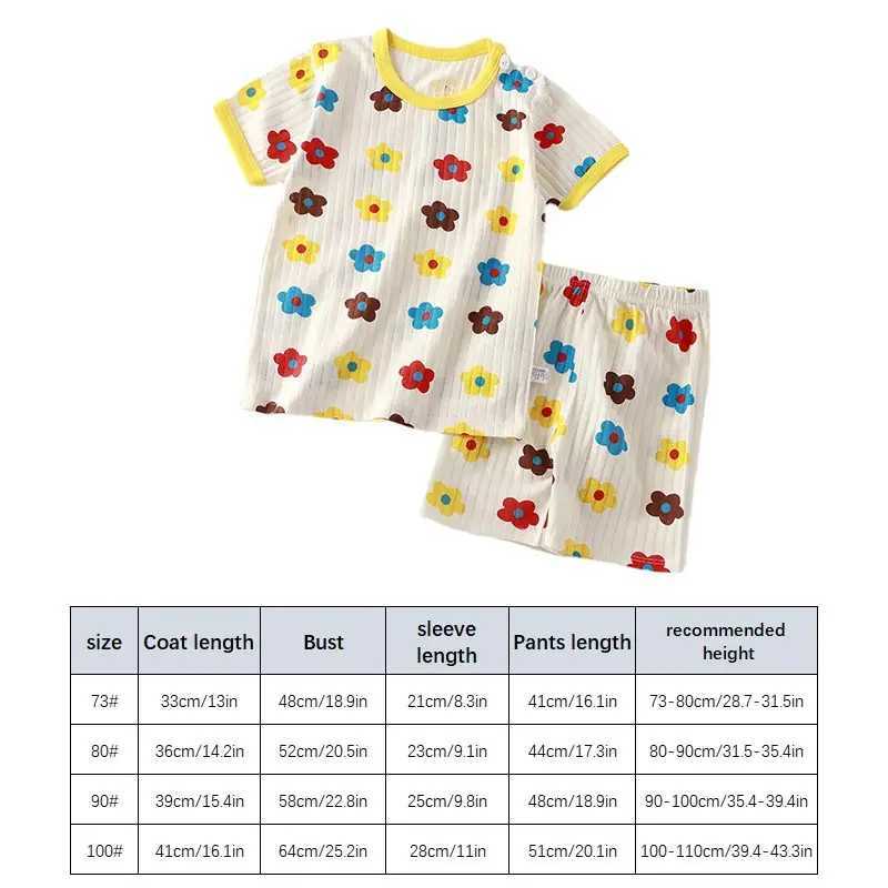 Clothing Sets Childrens Home Clothing Pajamas Summer Short sleeved Pajamas Baby T-shirt Cotton Set Cartoon Boys and Girls Two piece Clothing Set WX