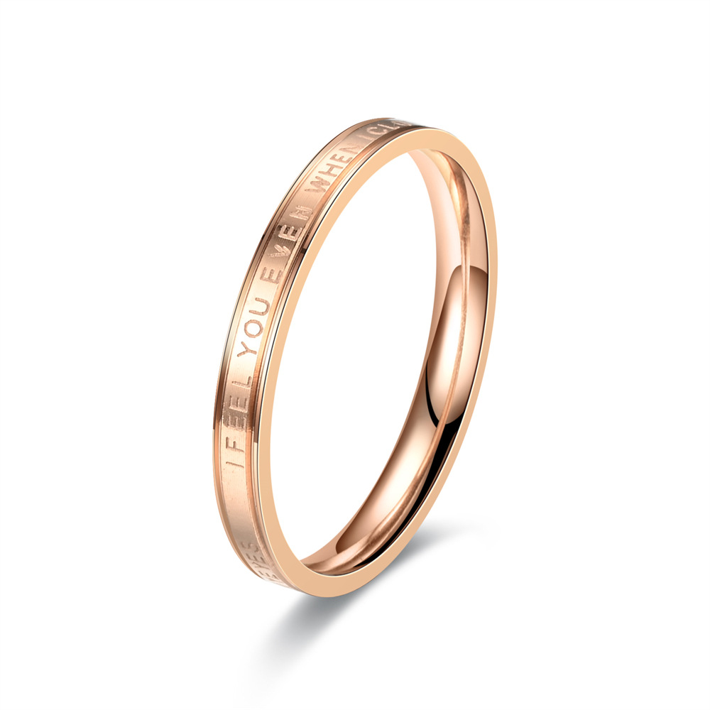 4mm Letter Lover Ring Band Rose Gold Stainless Steel I Feel You Rings Band Women Men Finger Tail Rings Charm Gift Fashion Fine Jewelry