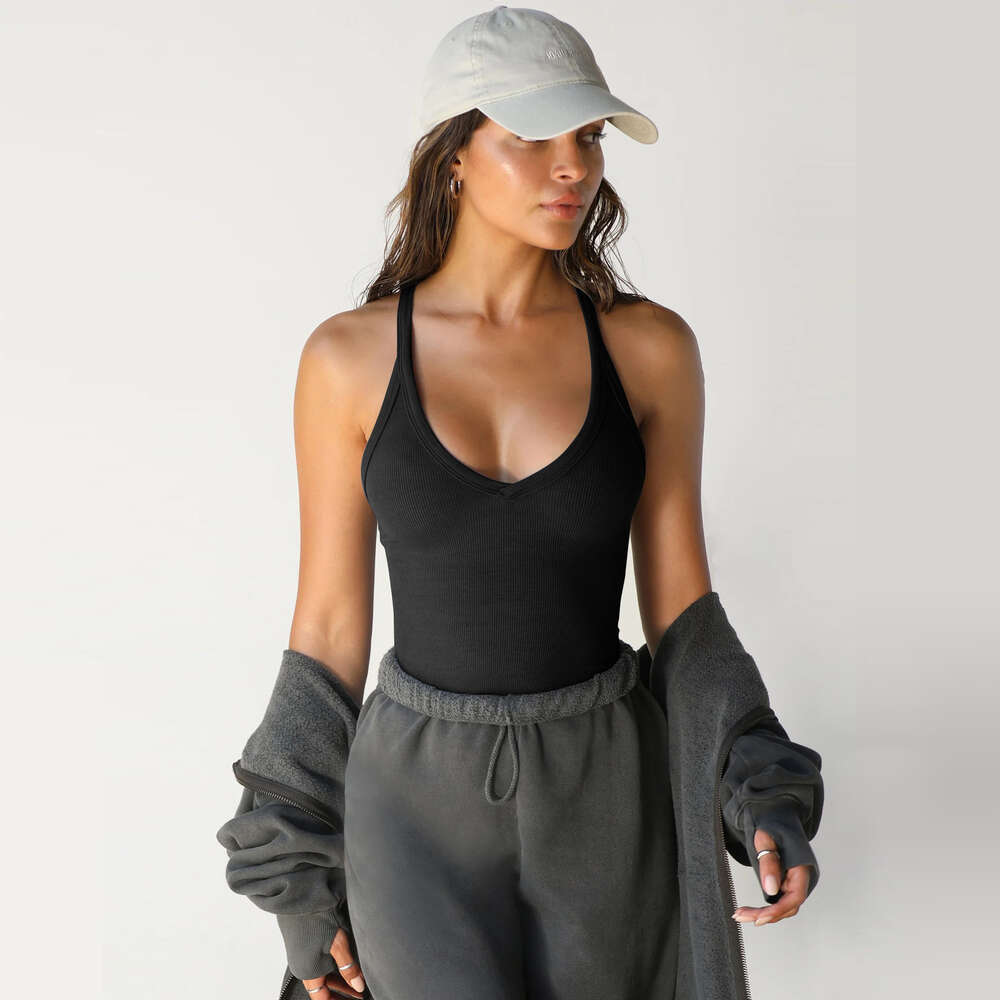 2024 Spring New Knitted Vest Women's Sexy Slim Fit Top Trendy Brand Underlay Shirt F51721