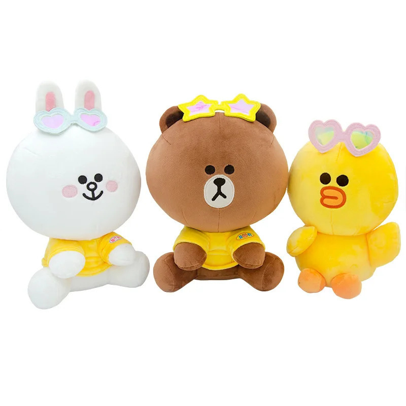 Line Friends Brown Bear Cony Sally Cute Plush Star Doll Kawaii Fluffy Stuffed Toy Adorkable Periphery Sofa Pillow Holiday Gifts 240516
