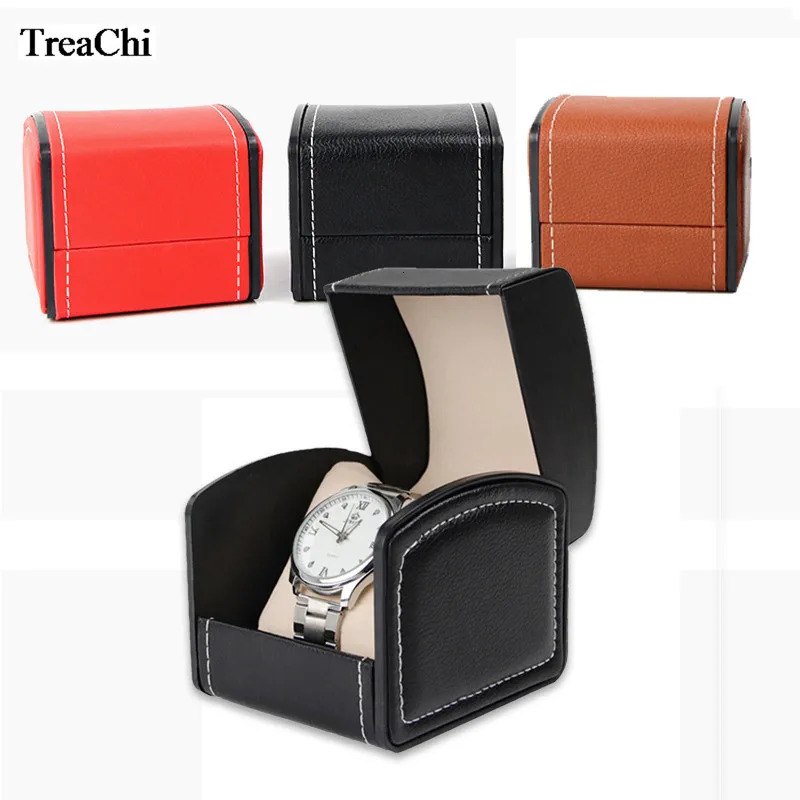 PU Leather Arc Watch Box Jewelry Holder Storage Box Single Slot Gift Box for Women Men Fashion Single Multi Use Watch Box 240518