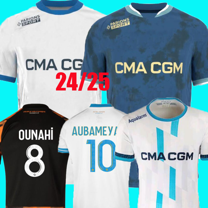 24 25 maillot de foot MarseilleS Soccer jerseys OUNAHI harit 2024 2025 OM man KIDS football shirt hommes enfants NDIAYE MOUMBAGNA Mbemba Veretout SARR FANS player