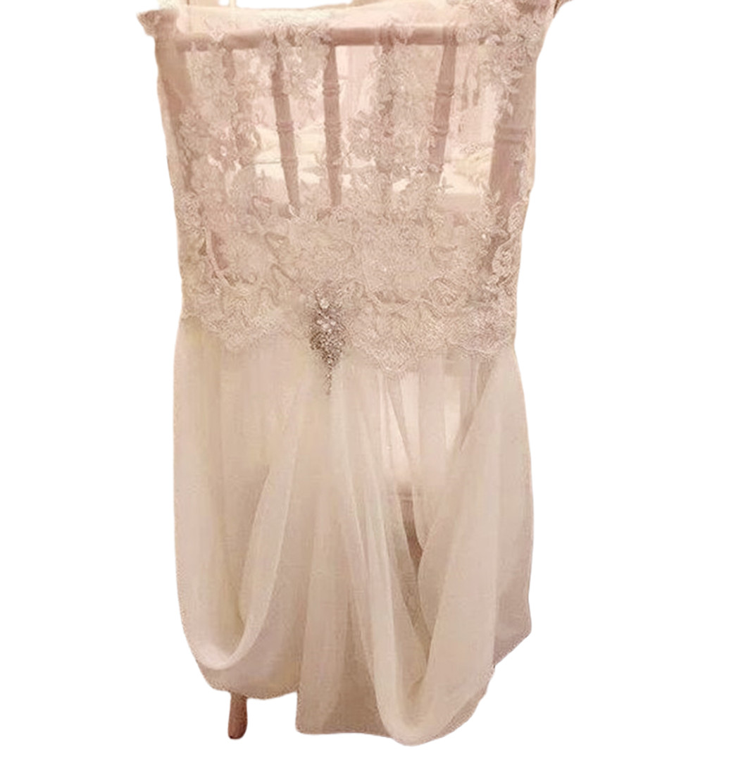 2024 Fashion Elegant Vintage Wedding Chair Covers Lace Crystals Wholesale Party Supplies Accessories 31