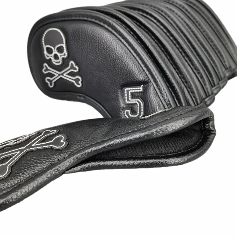 Skull Head Golf Irons Cover 10pcs Wood Driver Protect Headcover Golf Accessories Putter Golf Iron Club Head Cover 240516