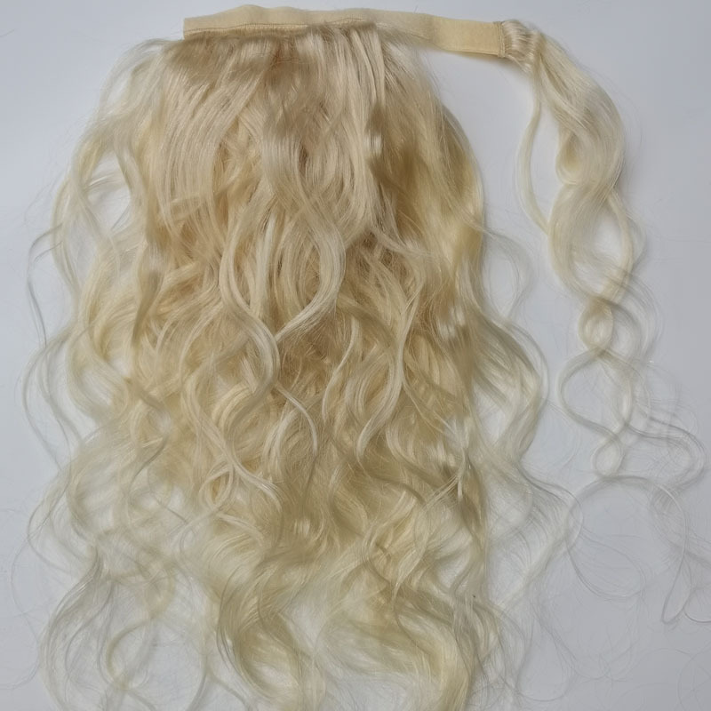 Magic Sticker Ponytails 613# Body Wave Brazilian 100%Human Hair Hook & Loop Ponytail Peruvian Malaysian Blonde Color 10-28inch