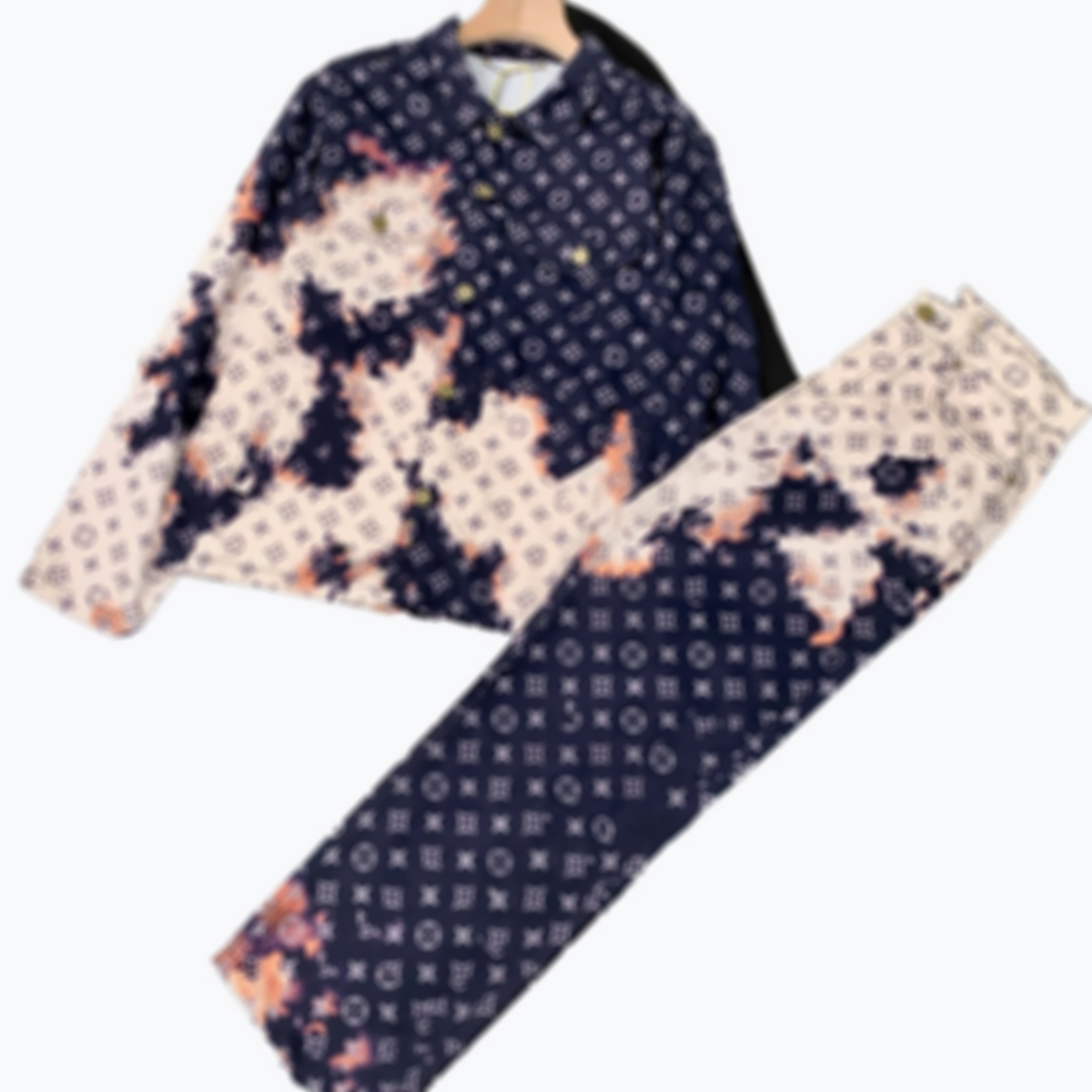 Men's Jeans Luxury Designer Men Women Bonfire Series Full Print Fire Cloud Flame Jacket Jeans for Men and Women m-2xl