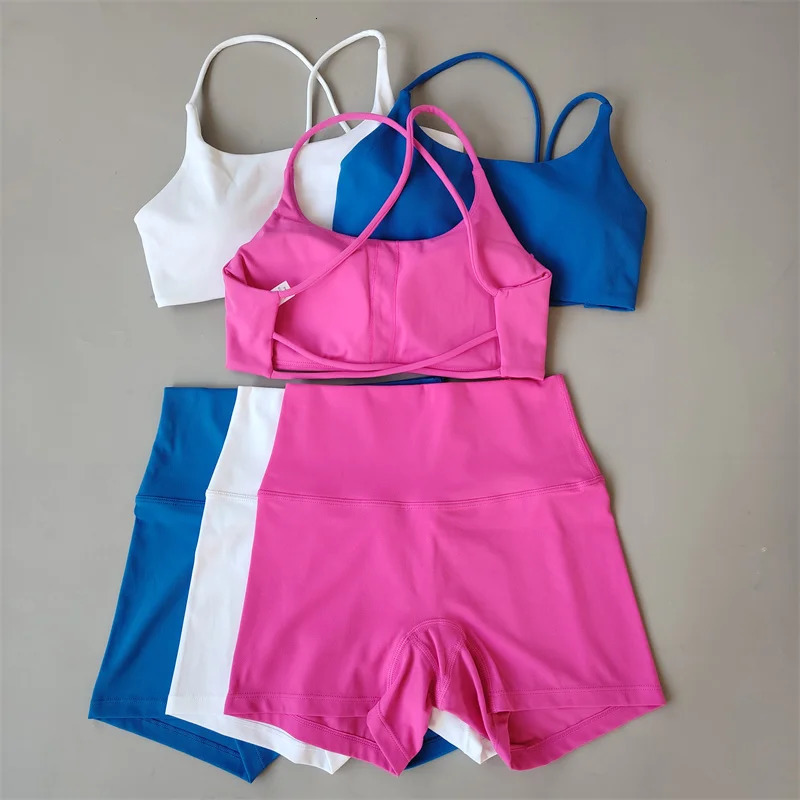 Sexy Yoga Suit 2 Pcs Shorts Women Sportswear Running Pilates Fitness Training Piece Set Soft Comfortable Gym Womens 240516