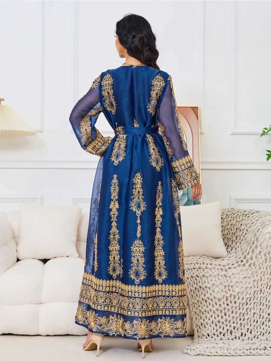 Ethnic Clothing Eid Embroidery Arab Muslim Party Dress for Women Abaya Jalabiya Long Dresses Morocco Kaftan Vestidos Dubai Ramadan Gown Robe