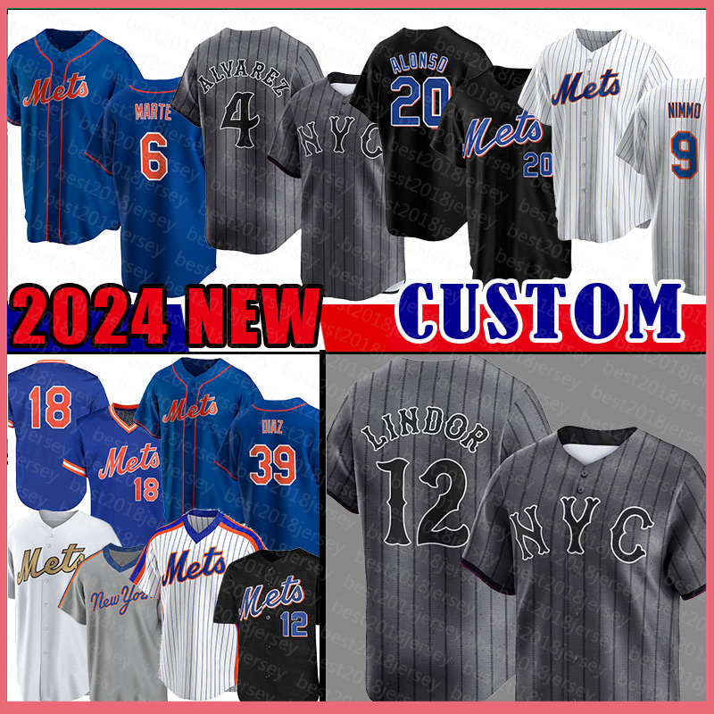 Mens Francisco Alvarez Baseball Jerseys Pete Alonso New Yorks Francisco Lindor Brandon Nimmo Mets Starling Marte Edwin Diaz Darryl Strawberry Jeff McNeil