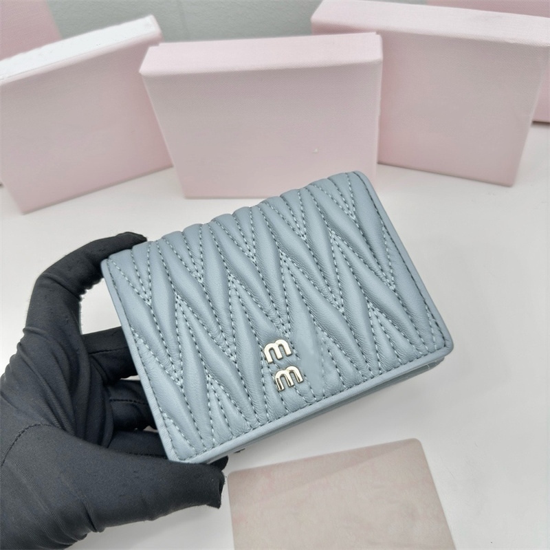 2025 Short Wallets Designer Wallet Pleated Card Holder Purses Holders Genuine Leather Mini Pouch Women Men