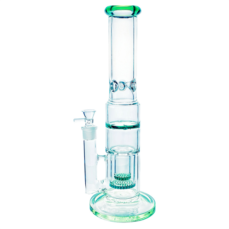 Glass straight pipe hookah honeycomb turbine infiltration water pipe thick lip glass water pipe bong (GB-650)