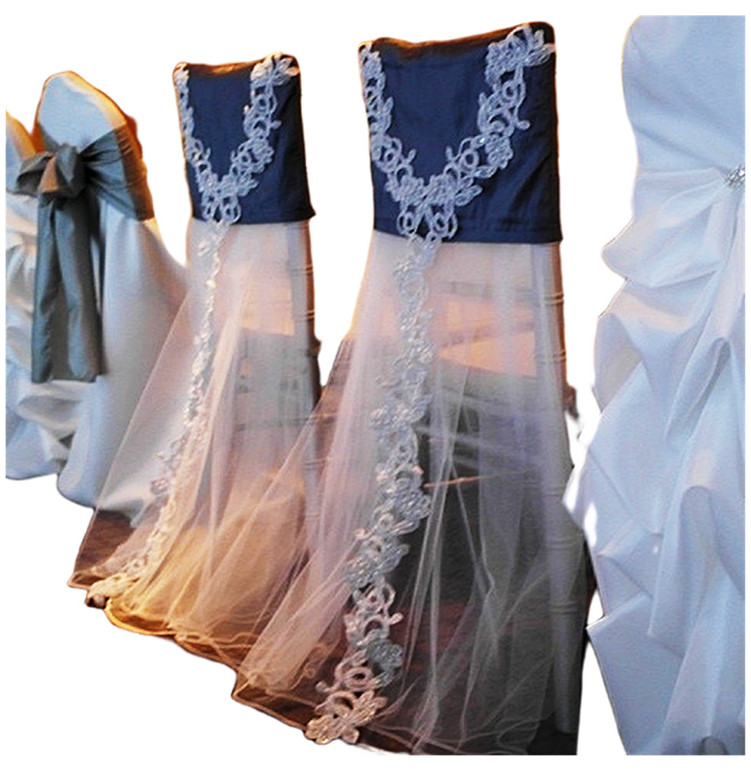 2024 Fashion Elegant Vintage Wedding Chair Covers Lace Tulle Sashes Wholesale Party Supplies Accessories 22