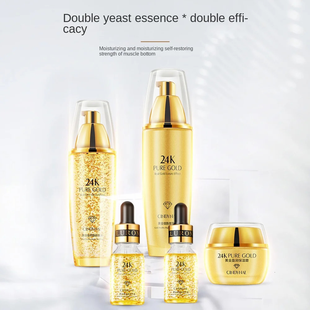 24K Gold Skin Care Sets Moisturizes Shrinks Pore Oil Control 24K Gold Toner Face Cream Emulsion Essence Sets 240517