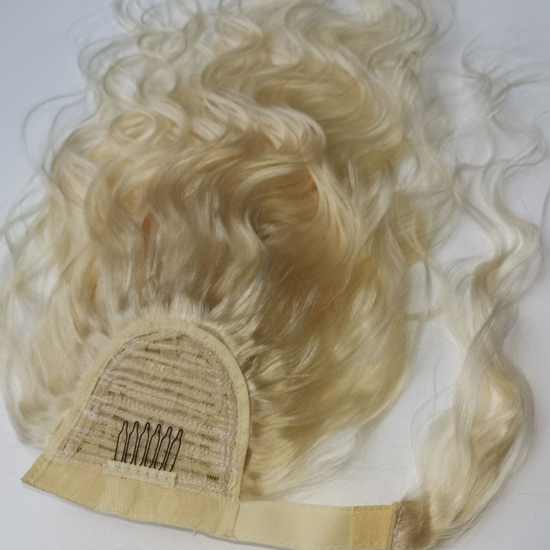 Magic Sticker Ponytails 613# Body Wave Brazilian 100%Human Hair Hook & Loop Ponytail Peruvian Malaysian Blonde Color 10-28inch