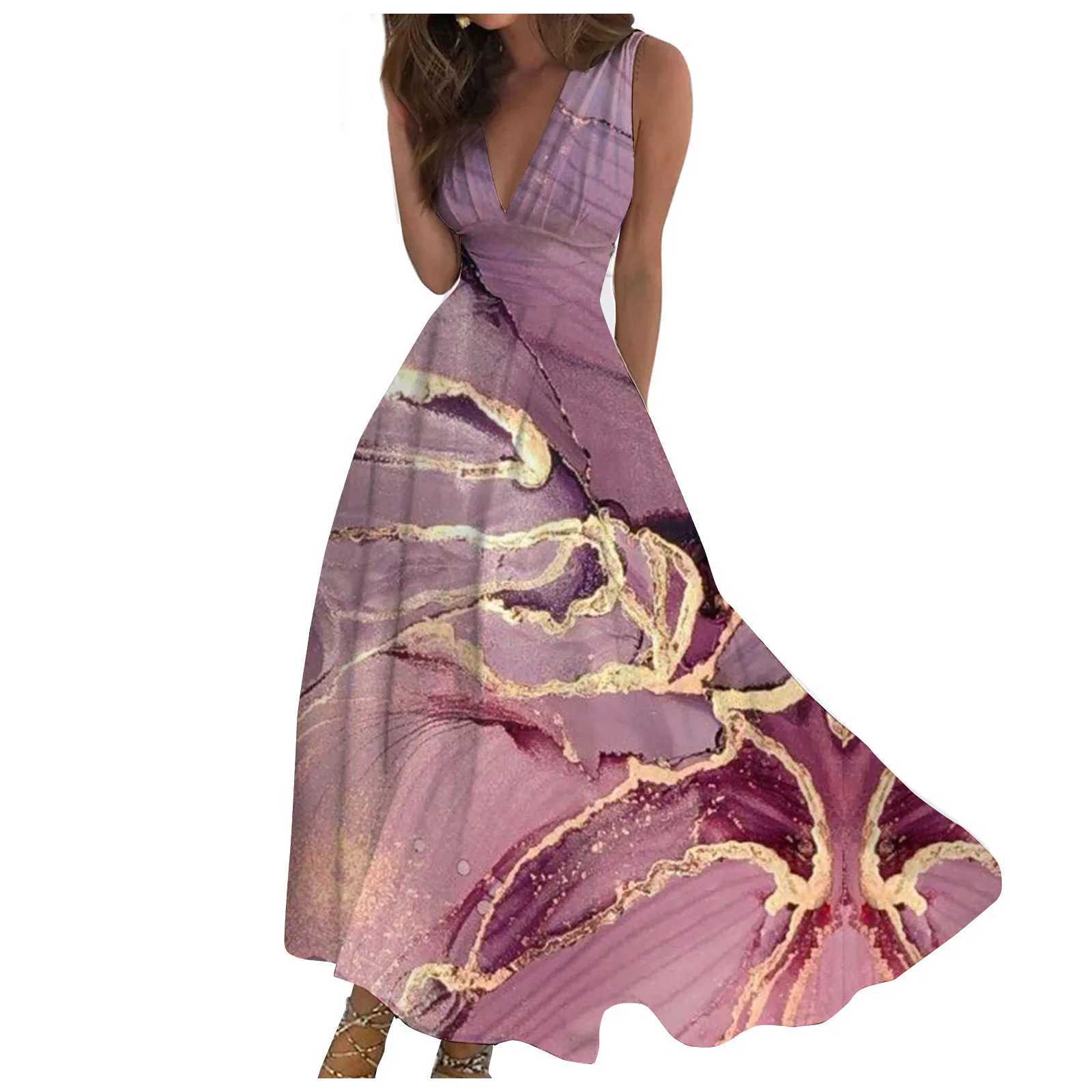 Basic Casual Dresses Womens Long Dress Maxi Dress Casual Dress Swing Dress A Line Dress Fashion Strtwear Outdoor Daily Date Print V Neck Dress Y240515