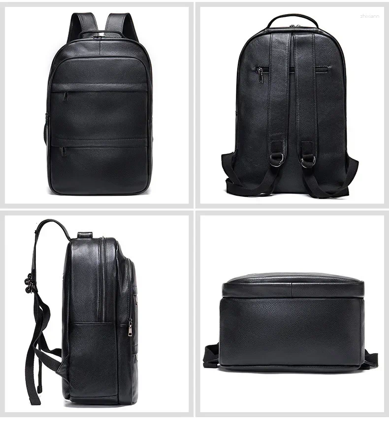 Backpack 2024 Brand Fashion Men Cow Genuine Leather School Bag Waterproof Travel Casual Book Laptop
