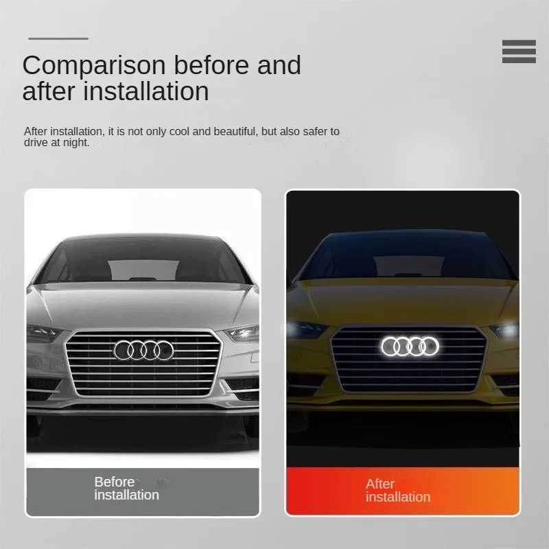Car Stickers AUDI Car Front Grill Light LED Badge Sticker Luminous Decorative Light For AUDI Q7 A8L Q8 S4 S5 S6 S7 R8 RS6 Q2L TT A3 A5 T240513