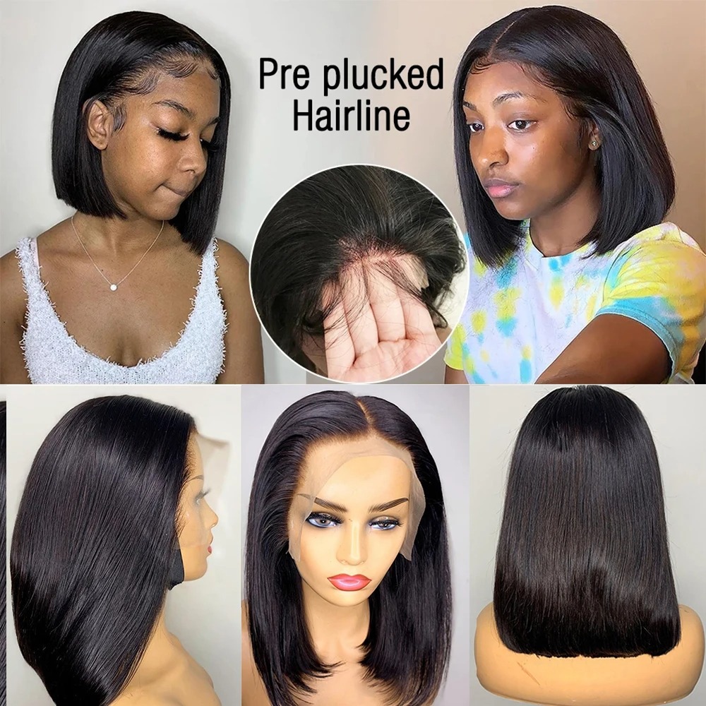 Glueless Wigs 13x4 Short Bob Wigs Bone Straight Lace Front Human Hair Wigs for Women Brazilian HD Transparent Lace Frontal Wigs Wholesale