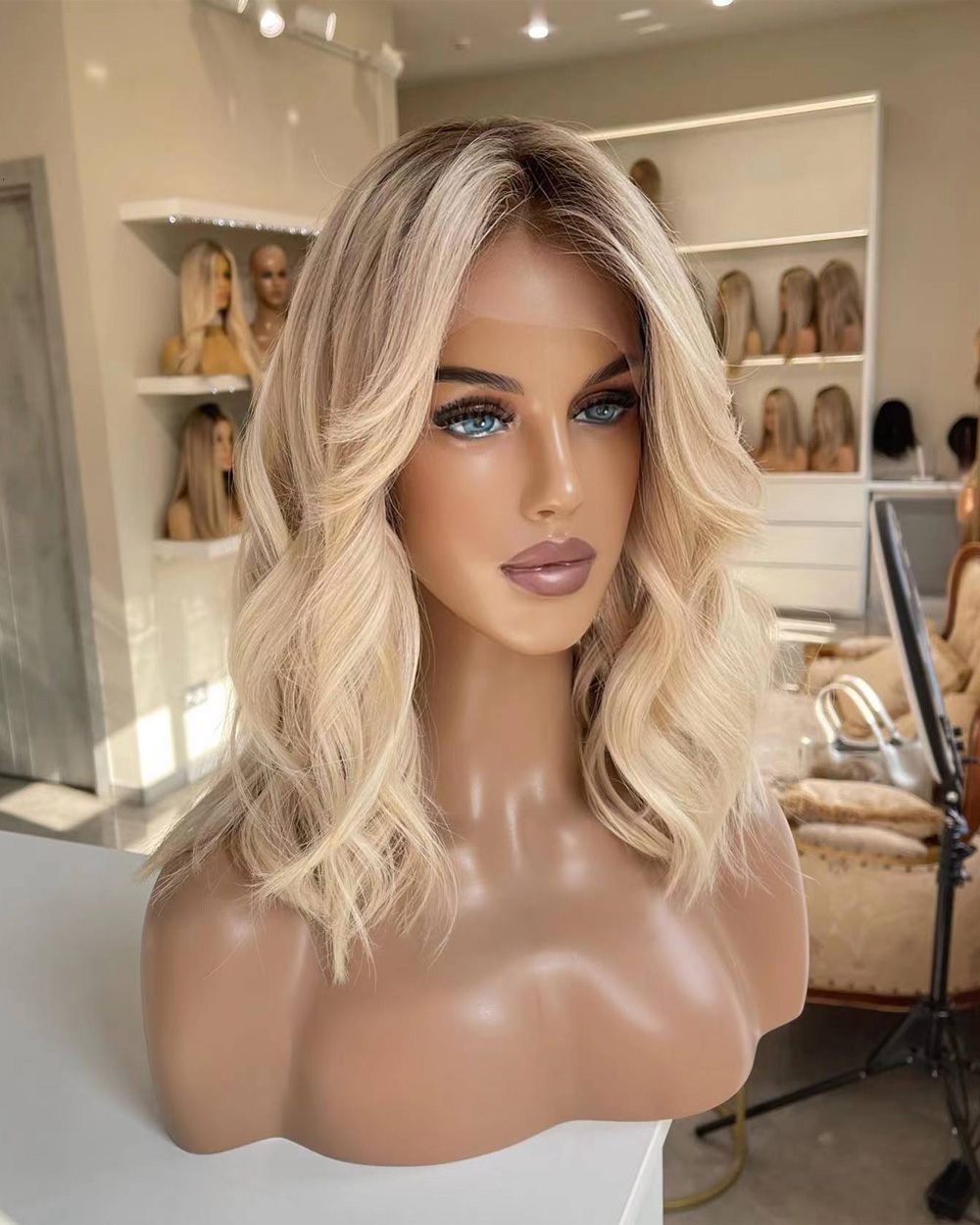 13x4 Highlight Omber Wigs Human Hair Lace Frontal 360 Virgin Brazilian Short Bob Ash Blonde Wig for Women Wholesale