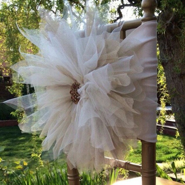 2024 Fashion Elegant Vintage Wedding Chair Covers Tulle Crystals Flower Sashes Wholesale Party Supplies Accessories 14
