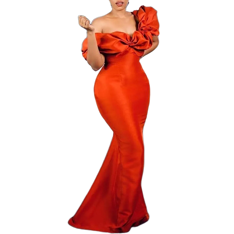 Sexy Backless Satin Mermaid Evening Dresses Ruched Off The Shoulder Long Engagement Birthday Party Gown For Women 2024 Charming One Shoulder Prom Dres
