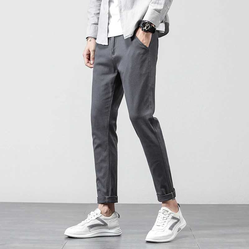 Men's Pants OUSSYU Brand 2024 Spring Summer New Regular Fit Straight Pants Men Cotton Khaki Stretch Business Fashion Casual Trousers 28-38 Y24051