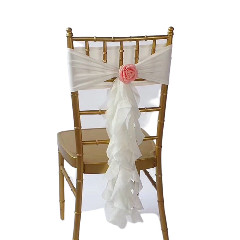 2024 Fashion Elegant Vintage Wedding Chair Covers Chiffon Flower Sashes Wholesale Party Supplies Accessories 12