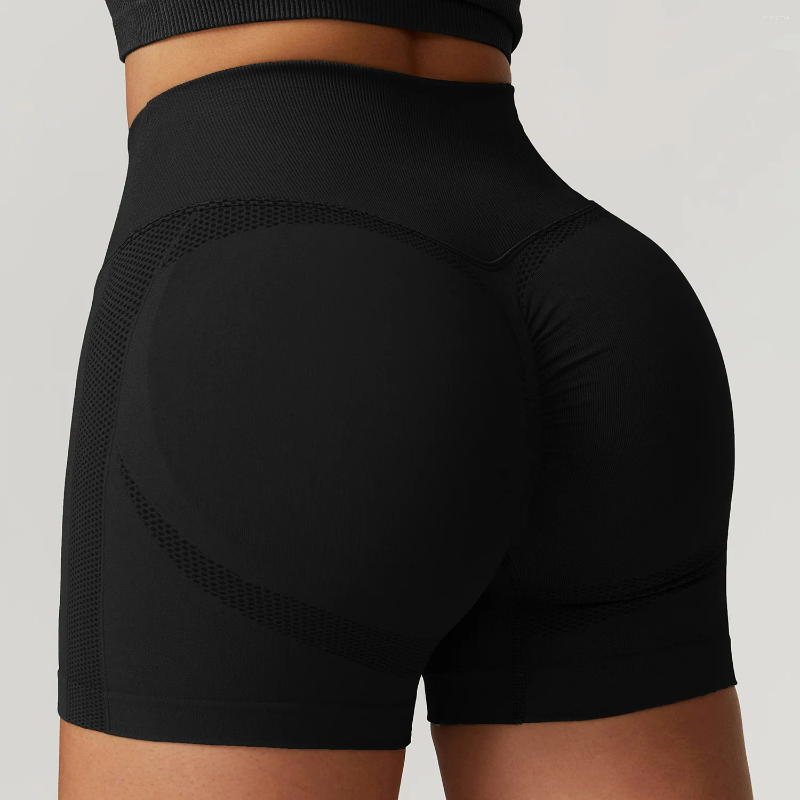Women's Shorts Women Arch Gym Yoga Cross Over Waist Seamless Scrunch Legging Fitness Sports Elastic Pants Training Workout Tights Nylon