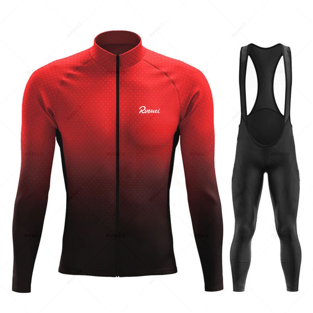 Rvouei Pro Team Spring and Fall Mens Long Sleeve Cycling Sets Bicycle Clothing Mountain Bike Clothes Suits Ropa Ciclismo 240511