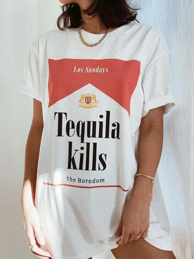 Tequila Killer Graphic Tees Retro Women Hippie Cute Vintage Fashion Shirts Tops Funny Alcohol Drinking TShirts Unisex Clothing 240518
