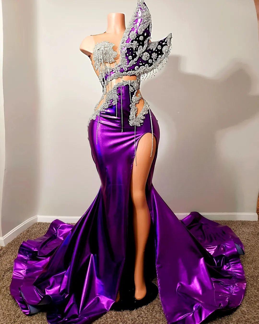 2024 Nuke Prom Dresses for Special Occasions Illusion Mermaid Appliqued Beaded Lace Tassel Rhinestones Decorated Birthday Dress Second Reception Gowns