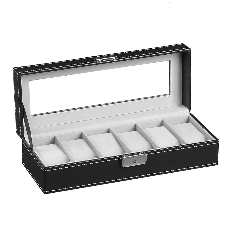 WellZone Classical PU Leather 6/10/12 Grids Watch Display Box Jewelry Storage Organizer Collector Case 240518