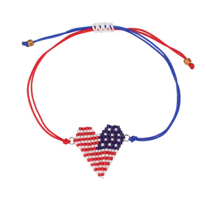 UPS American Independence Day Handmade Rice Bead Bracelets with American Flag Pattern Beaded Bracelets Wholesale of Independence Day Z 5.18