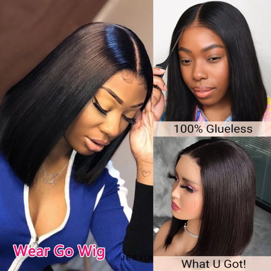 Glueless Wigs 13x4 Short Bob Wigs Bone Straight Lace Front Human Hair Wigs for Women Brazilian HD Transparent Lace Frontal Wigs Wholesale