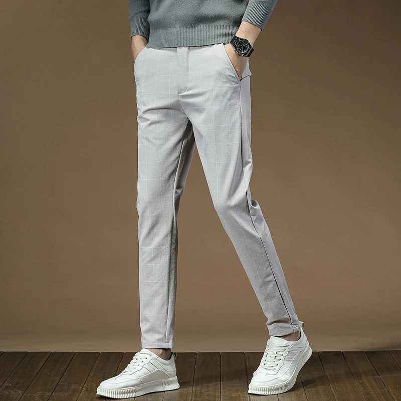 Men's Pants Mens Dress Pants Fashion Plaid Stripe Business Slim Fit Office Classic Retro Suit Pant Korean British Style Wedding Trousers Y240514