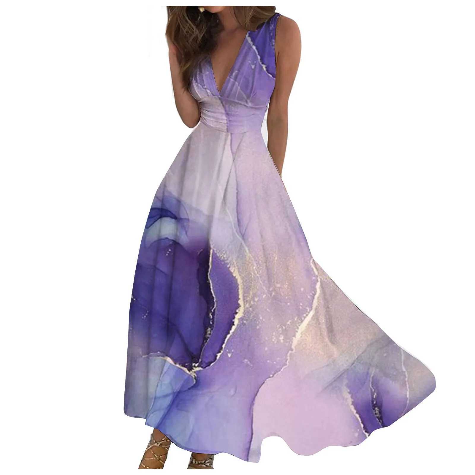 Basic Casual Dresses Womens Long Dress Maxi Dress Casual Dress Swing Dress A Line Dress Fashion Strtwear Outdoor Daily Date Print V Neck Dress Y240515