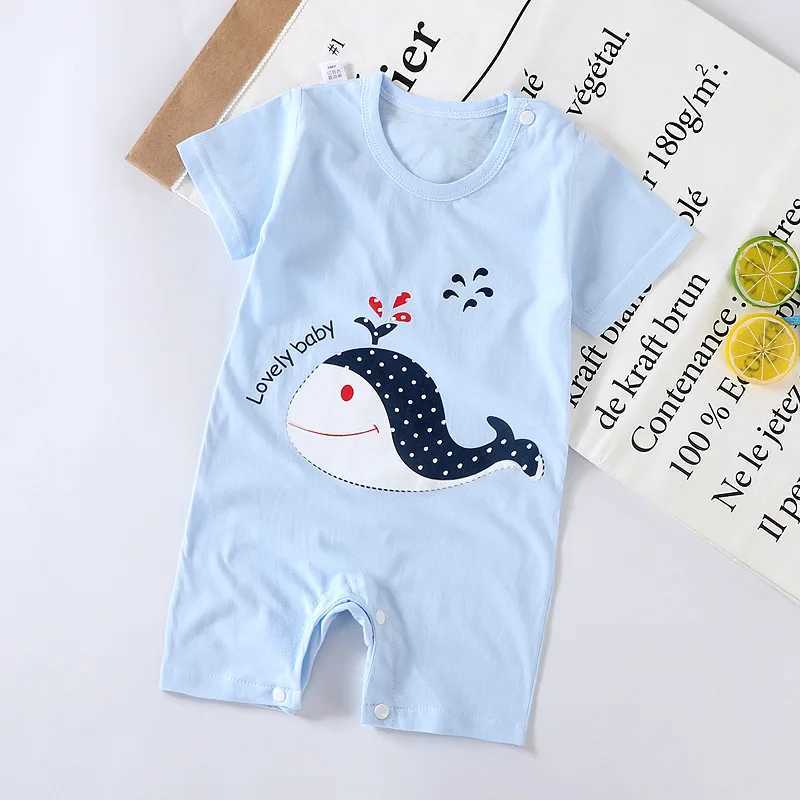 Clothing Sets Baby Rompers Summer New Style Baby Boy Girl Clothing Newborn Infant Cartoon Penguin Short Sleeve Clothes 0-24 Months J240518