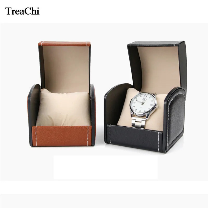 PU Leather Arc Watch Box Jewelry Holder Storage Box Single Slot Gift Box for Women Men Fashion Single Multi Use Watch Box 240518