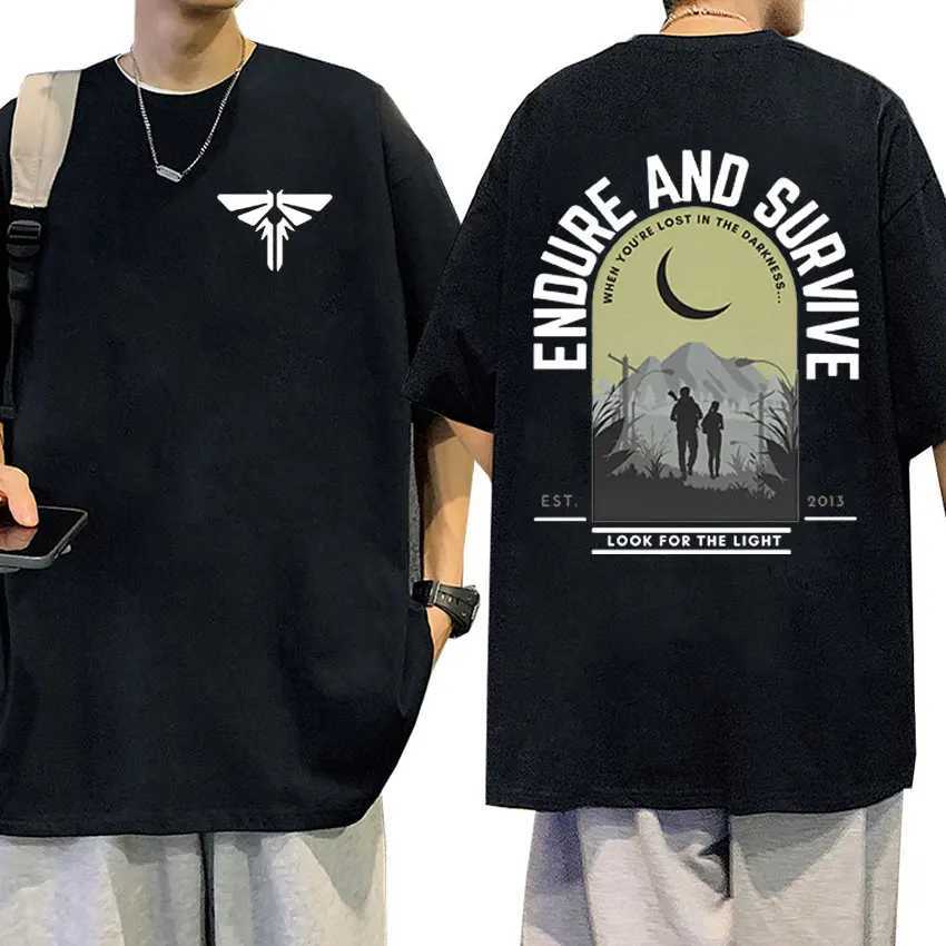 Men's T-Shirts The Last of Us Vintage Graphic T Shirt Mens Fashion 100% Cotton Short Slve T-shirts Unisex Cosplay Clothing Oversized T-shirt T240