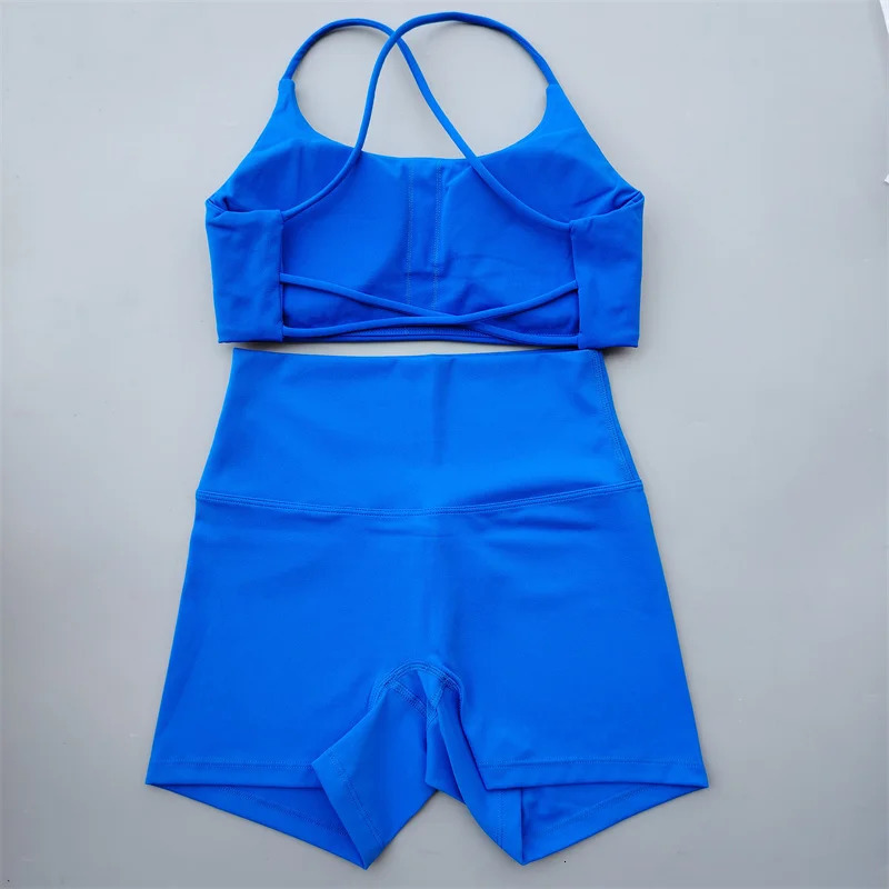 Sexy Yoga Suit 2 Pcs Shorts Women Sportswear Running Pilates Fitness Training Piece Set Soft Comfortable Gym Womens 240516